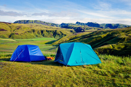 Camping In Iceland, Icelandic Landscapeの写真素材