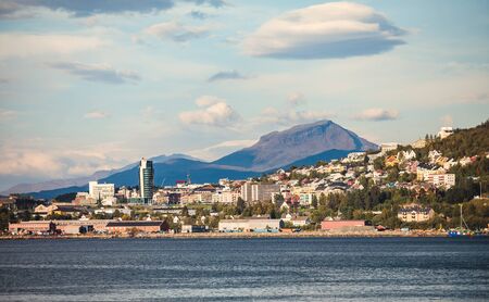 Beautiful view of Narvik, a town and the administrative centre of Narvik Municipality in Nordland county, Norway, located along the Ofotfjorden in the Ofoten regionの写真素材