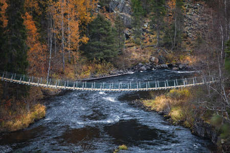 Autumn view of Oulanka National Park, landscape, a Finnish national park in the Northern...