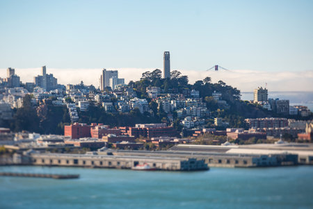 Streets of San-Francisco, downtown financial district, California, United states beautiful sunny viewの写真素材