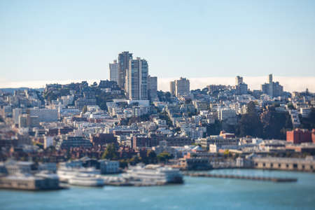 Streets of San-Francisco, downtown financial district, California, United states beautiful sunny viewの写真素材