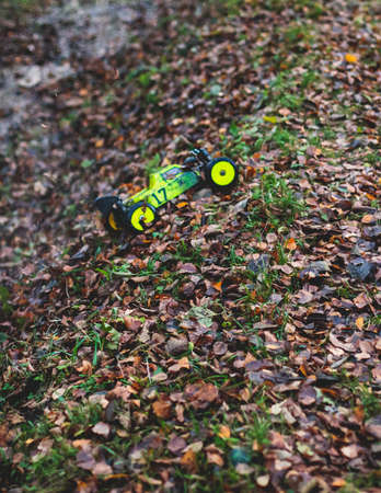 Radio controlled buggies cars race, process of rc wireless model toy car rally off road outdoor...