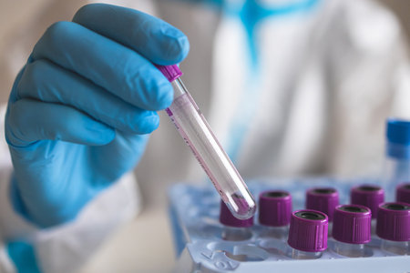 Process of coronavirus PCR antigen testing examination by nurse medic in laboratory lab, COVID-19...