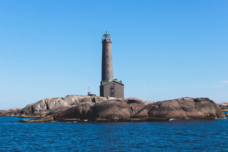 BengtskÃ¤r Lighthouse, view of Bengtskar island in Archipelago Sea, Finland, KimitoÃ¶n, Gulf of Finland in a summer sunny dayの写真素材