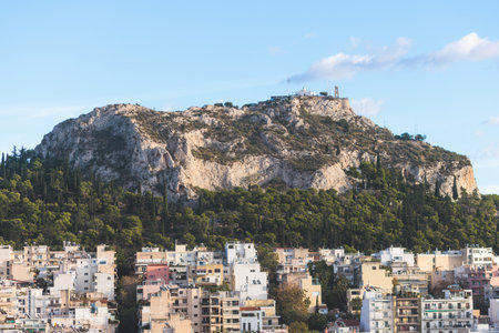 Athens, Attica, beautiful super-wide summer angle view of Athens, Greece, with Acropolis, Mount...