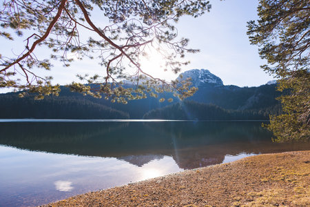 Beautiful view of Black lake, Crno Jezero in Durmitor National Park, Zabljak, northern Montenegro,...
