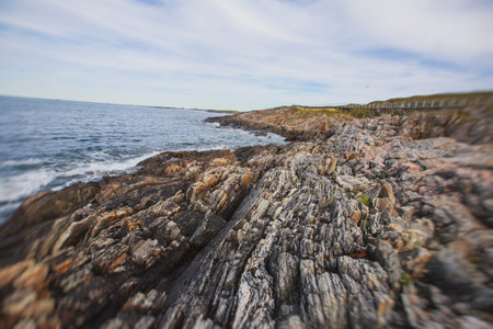 Famous norwegian Atlantic Ocean Road, is an 8.3-kilometer long section of Road that runs through an archipelago, built on several small islands and skerries, Norway.の写真素材