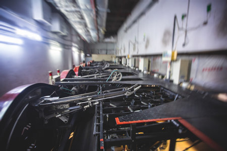 Bowling pinsetter machine, behind the bowling alley, pinspotter mechanism structureの写真素材