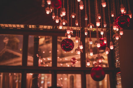 Saint-Petersburg streets with New Year decoration, Christmas illumination on Nevsky Prospect, Russiaの写真素材