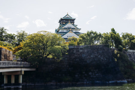 Osaka Castle, Osaka city, Japan, summer landscape vibrant view with a blue sky, Osakajo castle building, Kansai region, Osaka prefecture, travel to Japanの写真素材