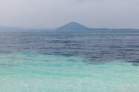 Udo Island, Jeju Island province, South Korea, white sand coral beach, coastline sea landscape sunny view, U Island, Soseom cow island, Jeju-si, Jeju-do, Sanho and Hagosudong beachの写真素材