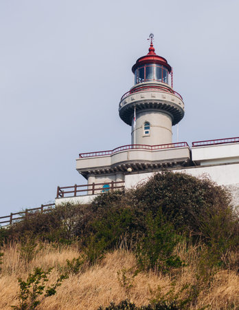 Lighthouse on Udo Island, Jeju Island province, South Korea, coastline sea landscape sunny view with Light, U Island, Soseom cow island, Jeju-si, Jeju-do, Lighthouses of South Koreaの写真素材