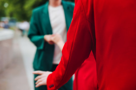 High school graduates dancing on prom, waltz and classical ball slow dance in dresses and suits on school graduation party, boys and girls ballroom dancers, couples dance quadrille, polonaiseの写真素材