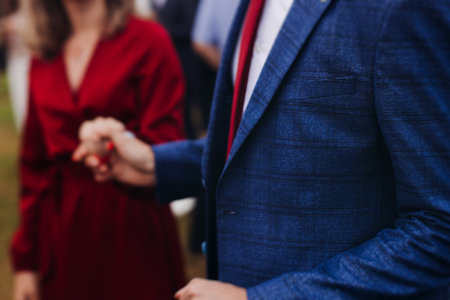 High school graduates dancing on prom, waltz and classical ball slow dance in dresses and suits on school graduation party, boys and girls ballroom dancers, couples dance quadrille, polonaiseの写真素材