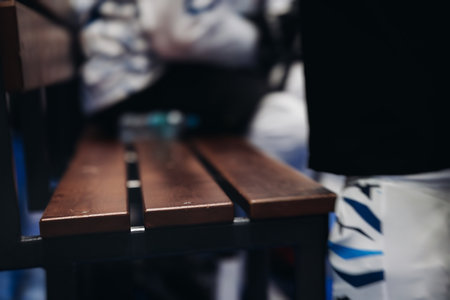 Hockey match game on ice rink arena stadium, team of ice hockey professional players with coach, stick and puck, team of hockey players in protective sport uniform training, hockey league championshipの写真素材