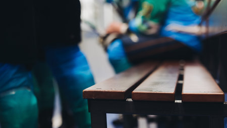 Hockey match game on ice rink arena stadium, team of ice hockey professional players with coach, stick and puck, team of hockey players in protective sport uniform training, hockey league championshipの写真素材