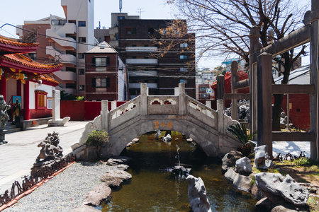 Confucius shrine in Nagasaki, Koshi-byo, Confucian temple in Nagasaki, Japan, Nagasaki prefecture, Chinese shrine, Kyushu island regionの写真素材