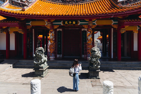 Confucius shrine in Nagasaki, Koshi-byo, Confucian temple in Nagasaki, Japan, Nagasaki prefecture, Chinese shrine, Kyushu island regionの写真素材