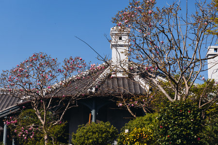Glover Garden in Nagasaki, Japan, Minamiyamate hill, beautiful park view, with city skyline and...