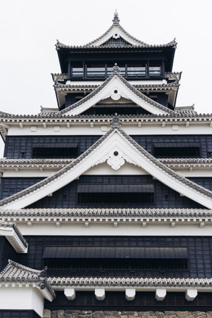 Kumamoto Castle, exterior view, Kumamoto city, Chuo-ku, Kyushu island region, Japan, spring...