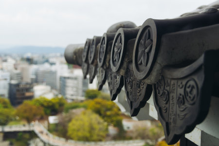 Kumamoto Castle, exterior view, Kumamoto city, Chuo-ku, Kyushu island region, Japan, spring...