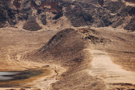 Kusasenri landscape, Kusasenrigahama, Mount Aso and Komezuka volcano, Nakadake peak, Aso-Kuju...