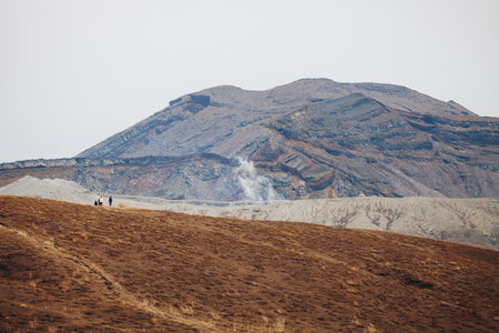Kusasenri landscape, Kusasenrigahama, Mount Aso and Komezuka volcano, Nakadake peak, Aso-Kuju...