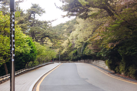 Taejongdae resort natural Park landscape with Yeongdo Lighthouse, Taejongdae Cliffed Coast, Yeongdo, Busan, South Korea, sea shore view in a spring day, travel to South Koreaの写真素材