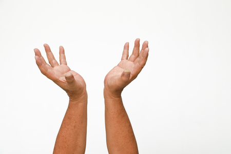 Hands isolated on white backgroundの写真素材