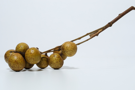 Longan fruit (Dimocarpus longan) isolated on white background, bunch of longanの写真素材