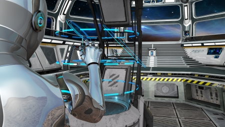 robot in the control center