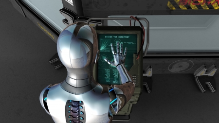 robot in the control center