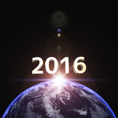 3D illustration of 2016 and the earthの写真素材