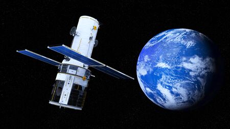 Earth and man-made satelliteの写真素材