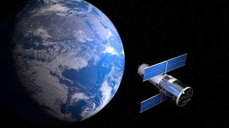 Earth and man-made satelliteの写真素材