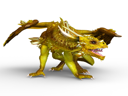 dragon in 3d animation isolated on whiteの写真素材