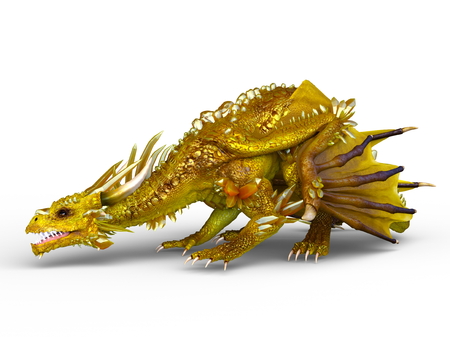 dragon in 3d animation isolated on whiteの写真素材
