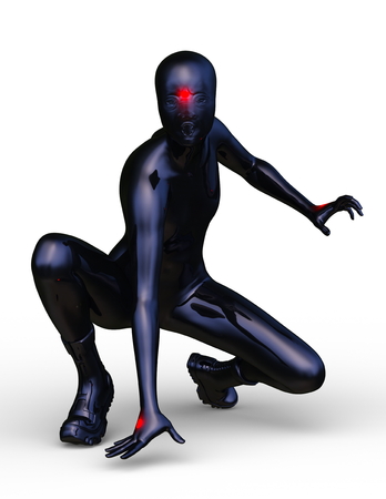 3D CG rendering of dressed in black femaleの写真素材