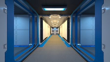 3D CG rendering of Modern building aisleの写真素材