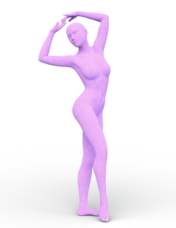 3D CG rendering of Wire frame femaleの写真素材