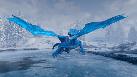 3D CG rendering of Flying Dragonの写真素材