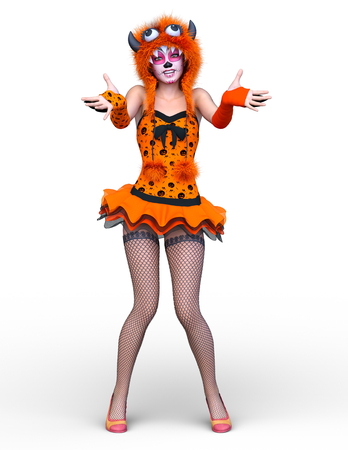 3D CG rendering of cosplay girlの写真素材