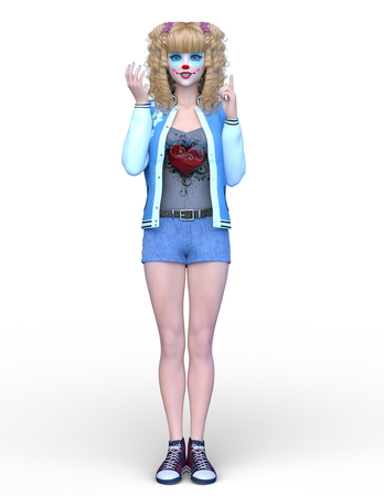3D CG rendering of cute girlの写真素材