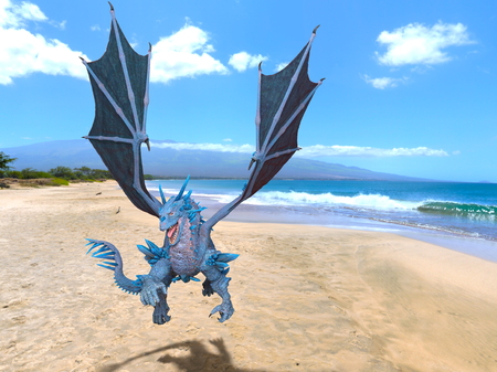 3D CG rendering of Flying Dragonの写真素材