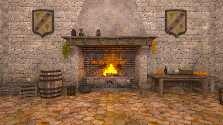 3D CG rendering of medieval livingの写真素材