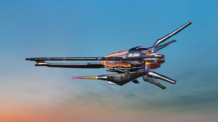 3D CG rendering of space ship