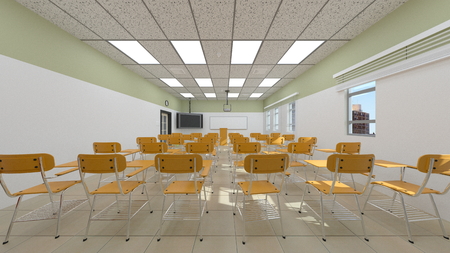 3D CG rendering of classroomの写真素材