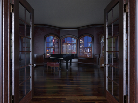 3D CG rendering of music roomの写真素材