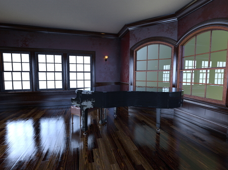 3D CG rendering of music roomの写真素材