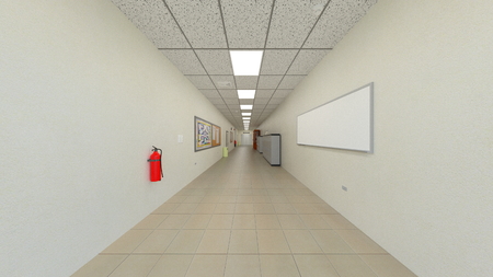 3D CG rendering of building hallwayの写真素材